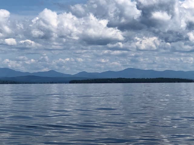 The Adirondacks from the middle of the lake