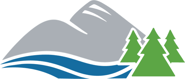 Independent Baptist Church logo — mountain, river, and pines
